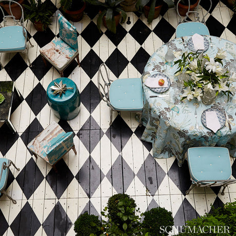 Schumacher Peacock Aqua Fabric - Eade's Wallpaper