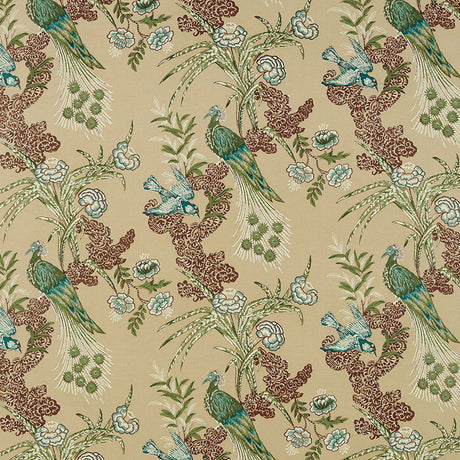 Schumacher Peacock Beige Fabric - Eade's Wallpaper