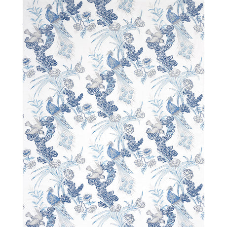 Schumacher Peacock Porcelain Fabric - Eade's Wallpaper