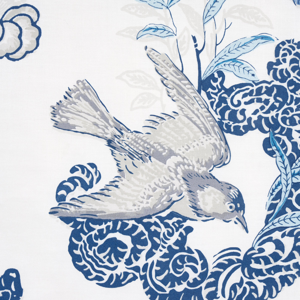Schumacher Peacock Porcelain Fabric - Eade's Wallpaper