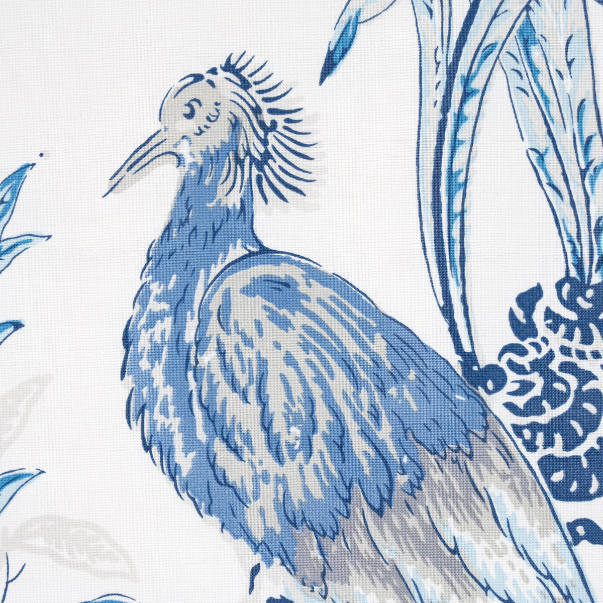 Schumacher Peacock Porcelain Fabric - Eade's Wallpaper