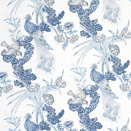 Schumacher Peacock Porcelain Fabric - Eade's Wallpaper