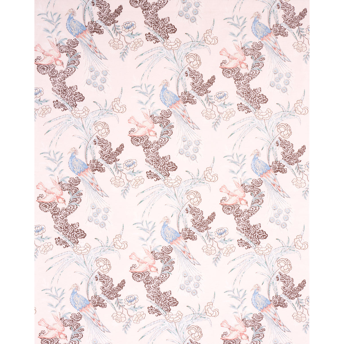Schumacher Peacock Blush Fabric - Eade's Wallpaper