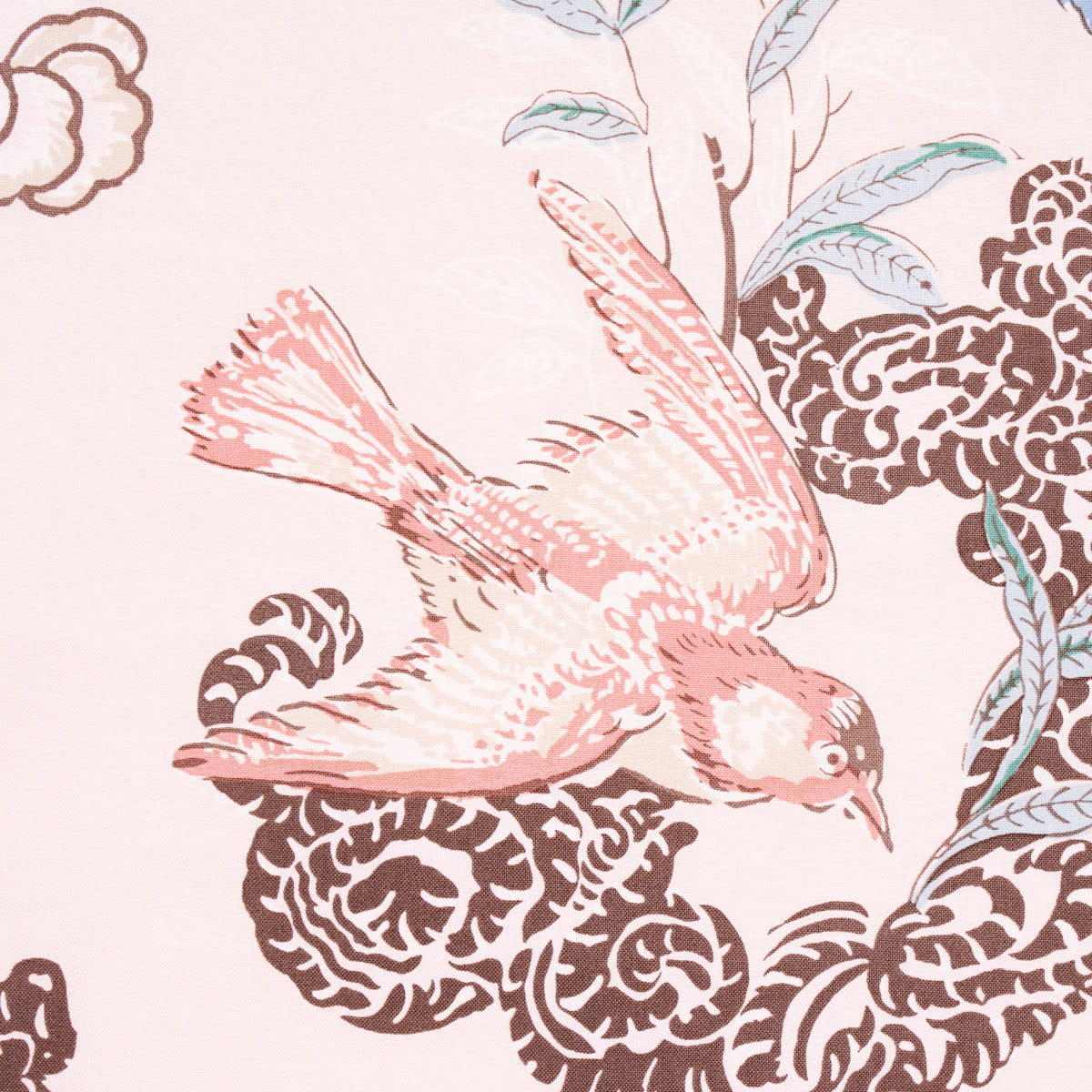 Schumacher Peacock Blush Fabric - Eade's Wallpaper