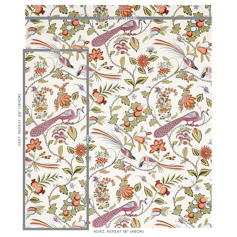 Schumacher Campagne Persimmon & Pink Fabric