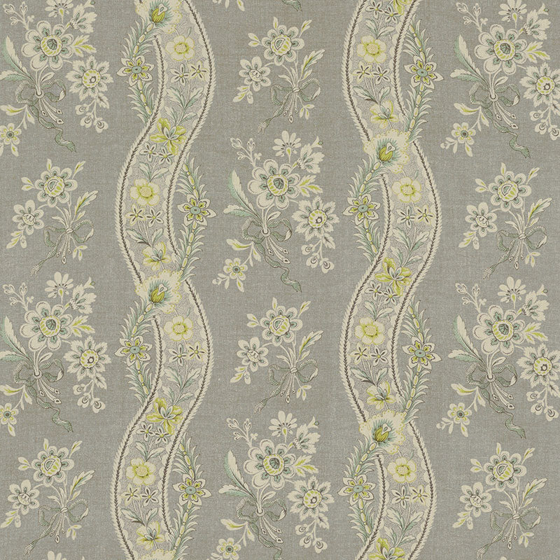 Schumacher Le Castellet Grisaille & Jonquil Fabric - Eade's Wallpaper