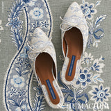 Schumacher Le Castellet Gris & Bleu Fabric - Eade's Wallpaper