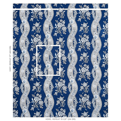 Schumacher Le Castellet Indigo Fabric - Eade's Wallpaper