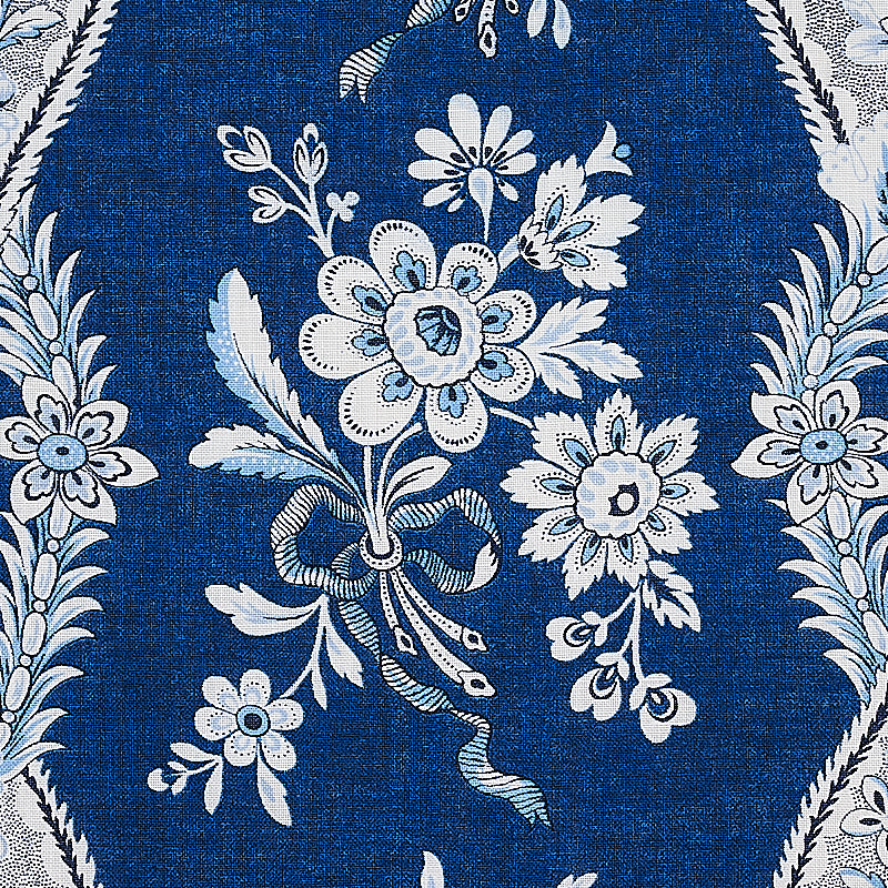 Schumacher Le Castellet Indigo Fabric - Eade's Wallpaper