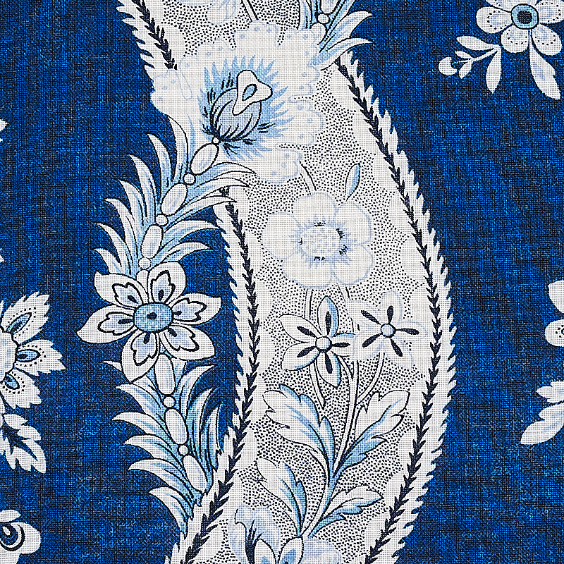 Schumacher Le Castellet Indigo Fabric - Eade's Wallpaper