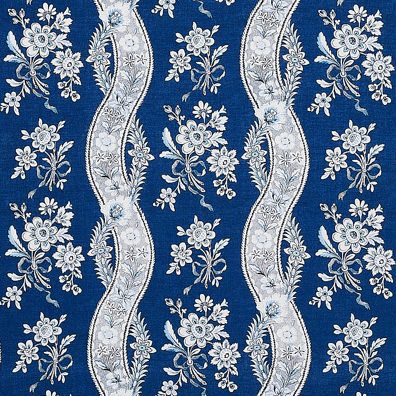 Schumacher Le Castellet Indigo Fabric - Eade's Wallpaper