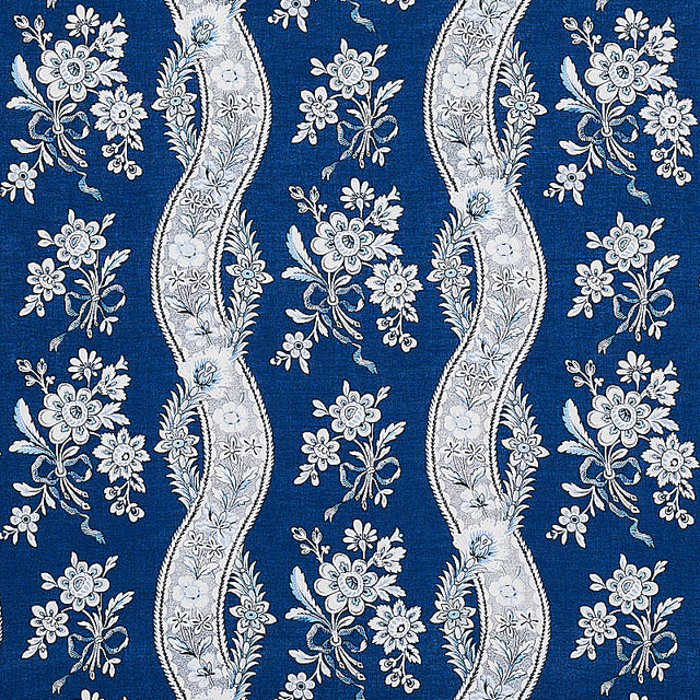 Schumacher Le Castellet Indigo Fabric - Eade's Wallpaper