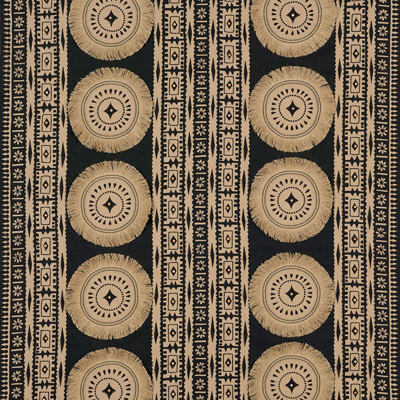 Schumacher Bora Bora Print Embellished Lava Black Fabric
