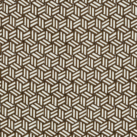 Schumacher Tumbling Blocks Chocolate Fabric - Eade's Wallpaper