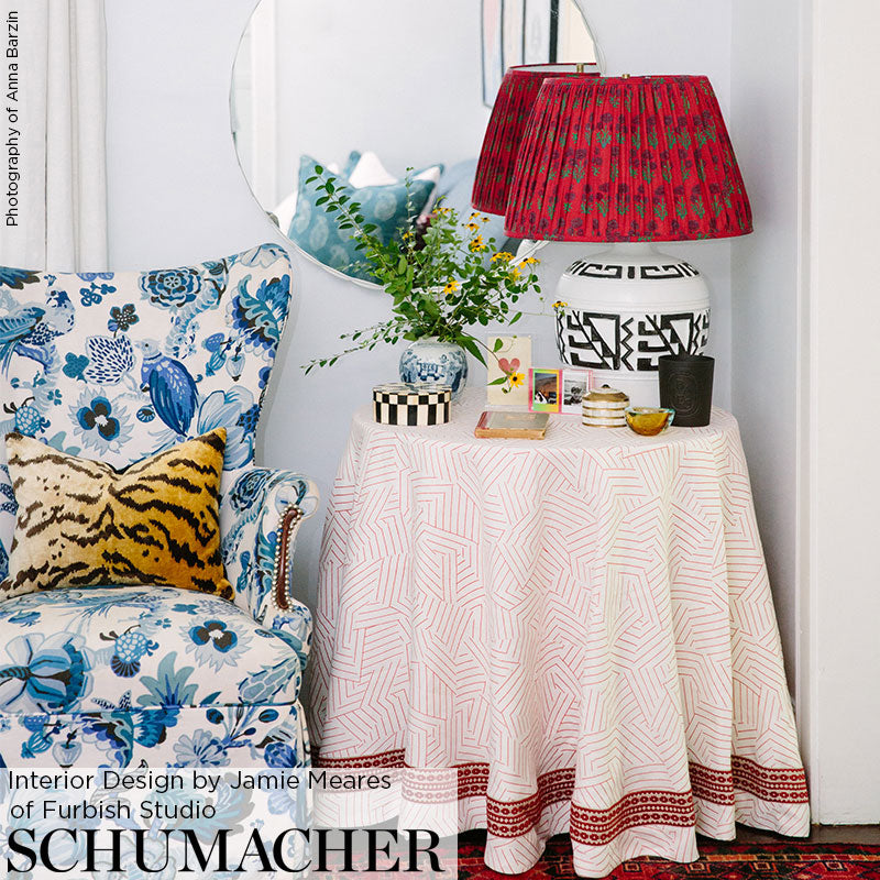 Schumacher Deconstructed Stripe Red Fabric
