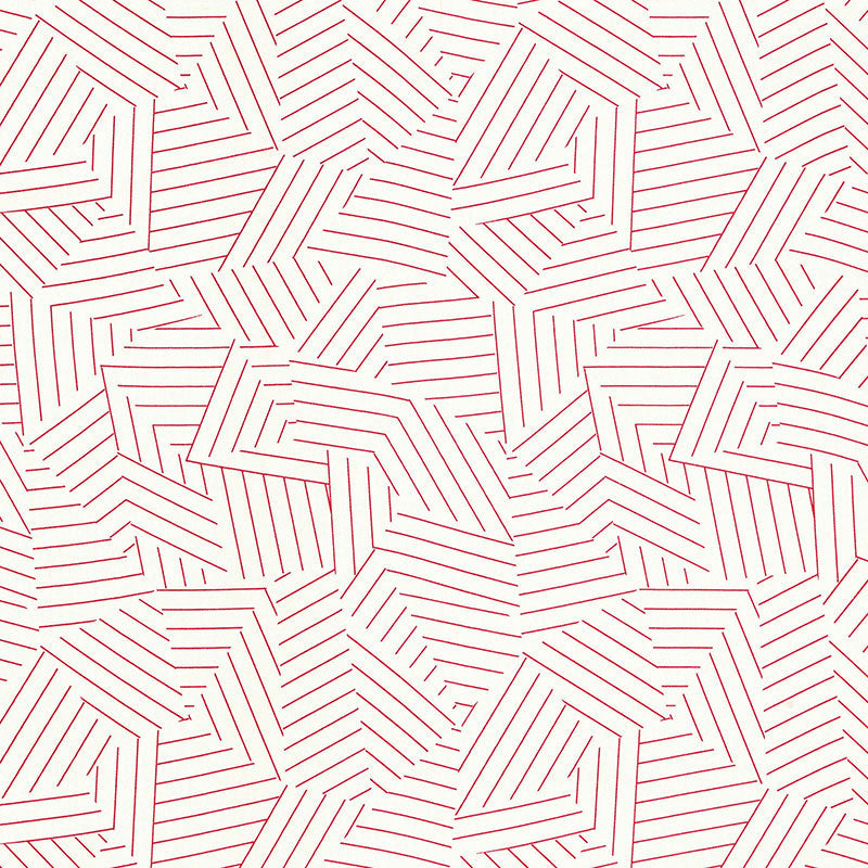 Schumacher Deconstructed Stripe Red Fabric