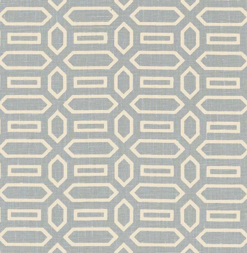 Schumacher Pavilion Orpington Blue Fabric - Eade's Wallpaper