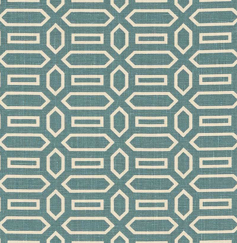 Schumacher Pavilion Peacock Blue Fabric - Eade's Wallpaper