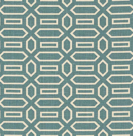 Schumacher Pavilion Peacock Blue Fabric - Eade's Wallpaper