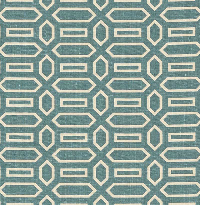 Schumacher Pavilion Peacock Blue Fabric - Eade's Wallpaper