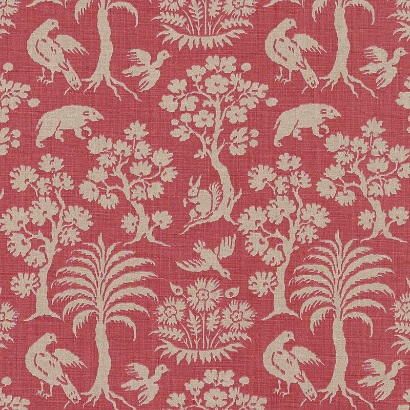 Schumacher Woodland Silhouette Rhubarb Fabric - Eade's Wallpaper
