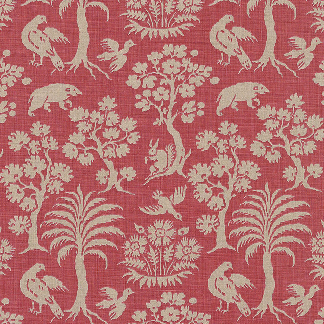 Schumacher Woodland Silhouette Rhubarb Fabric - Eade's Wallpaper