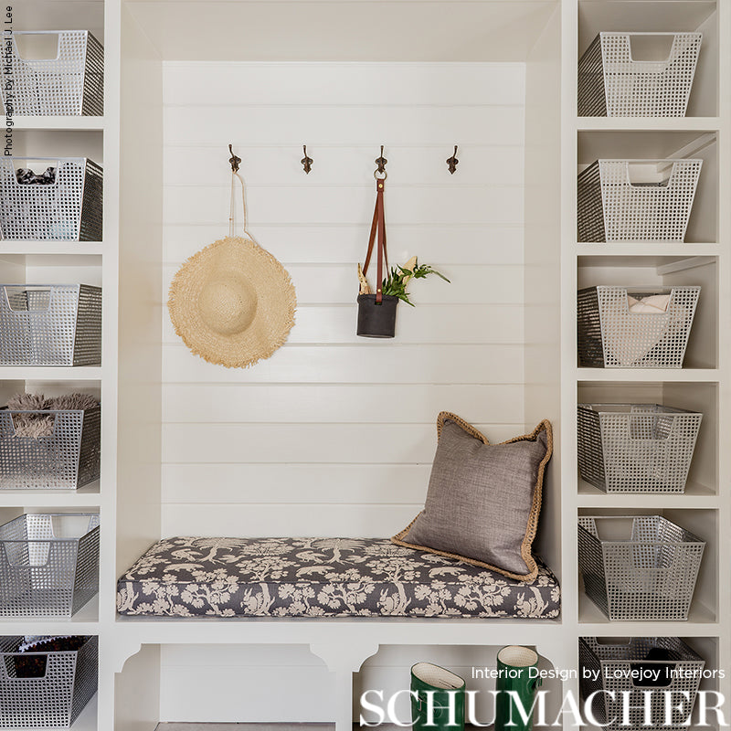 Schumacher Woodland Silhouette Steel Fabric - Eade's Wallpaper