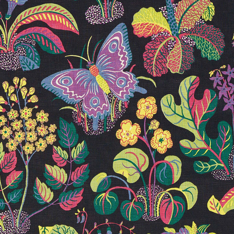 Schumacher Exotic Butterfly Black Fabric