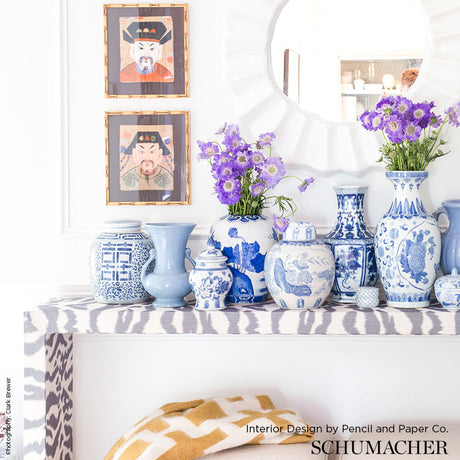 Schumacher Tigris Pewter Fabric - Eade's Wallpaper