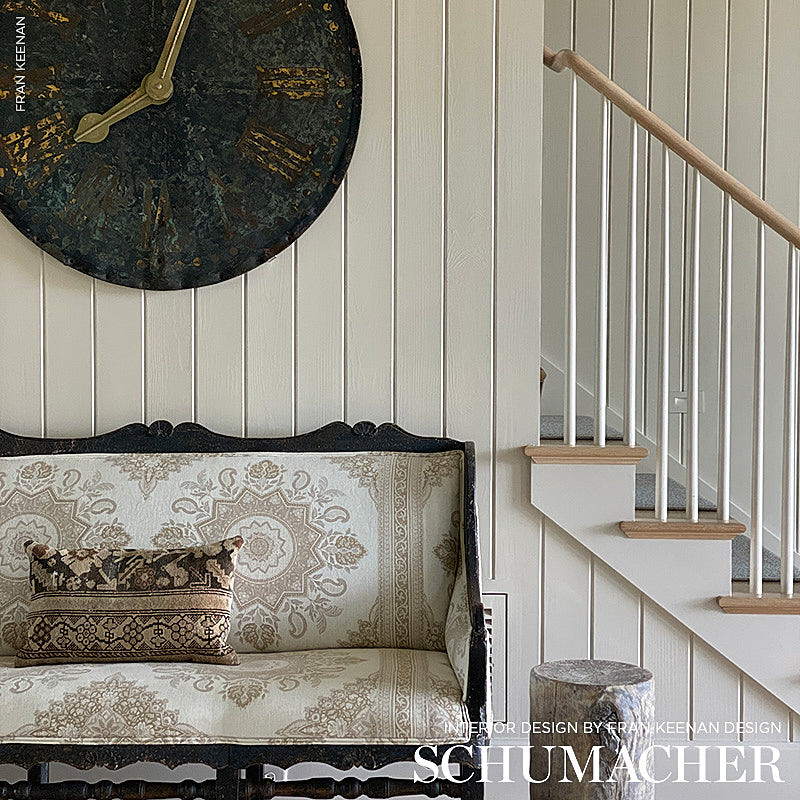 Schumacher Montecito Medallion Neutral Fabric - Eade's Wallpaper