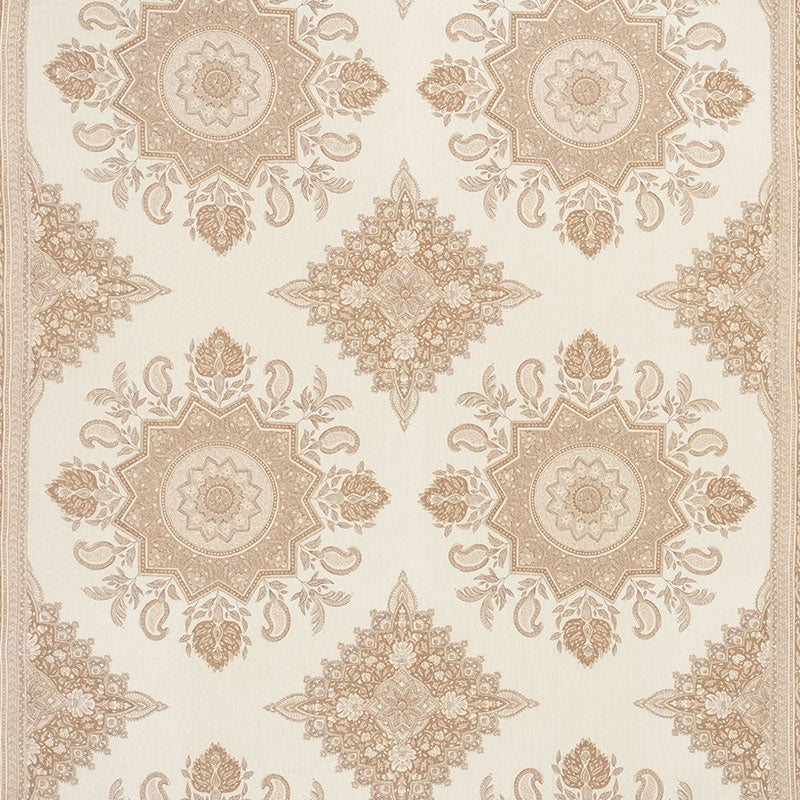 Schumacher Montecito Medallion Neutral Fabric - Eade's Wallpaper