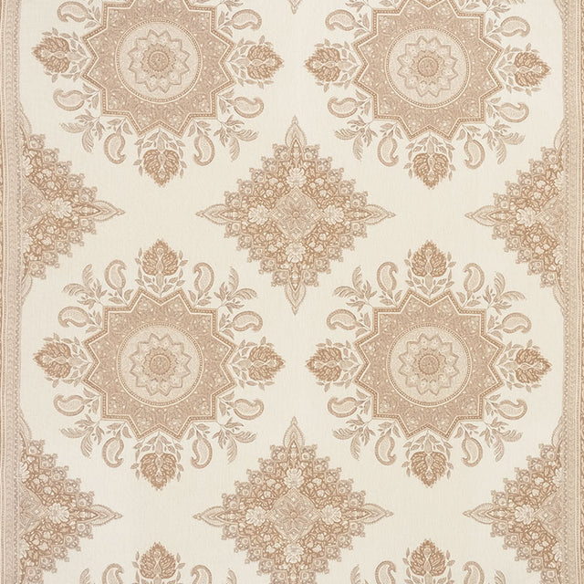Schumacher Montecito Medallion Neutral Fabric - Eade's Wallpaper
