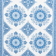 Schumacher Montecito Medallion Indigo Fabric - Eade's Wallpaper