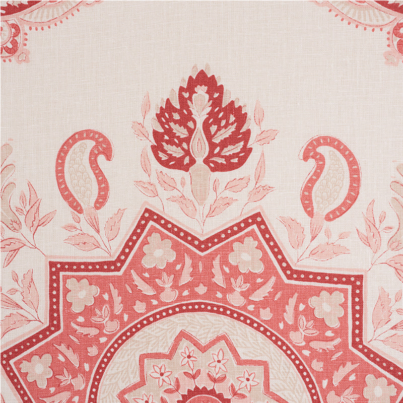 Schumacher Montecito Medallion Faded Red Fabric - Eade's Wallpaper