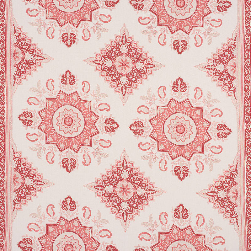 Schumacher Montecito Medallion Faded Red Fabric - Eade's Wallpaper