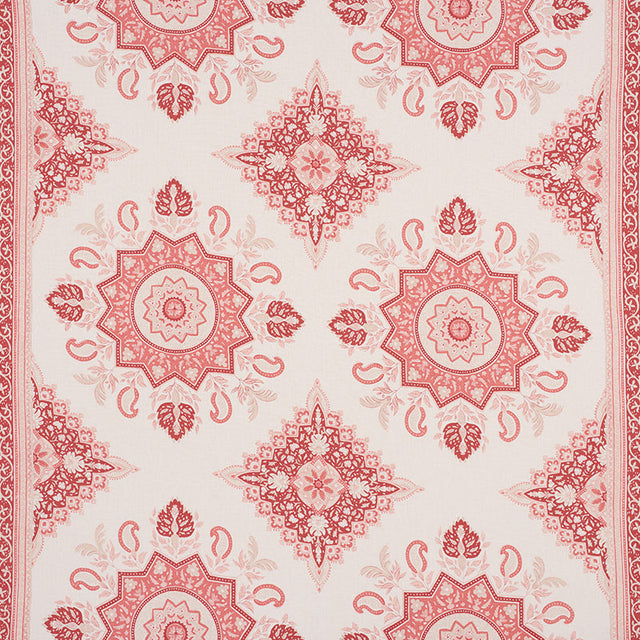 Schumacher Montecito Medallion Faded Red Fabric - Eade's Wallpaper