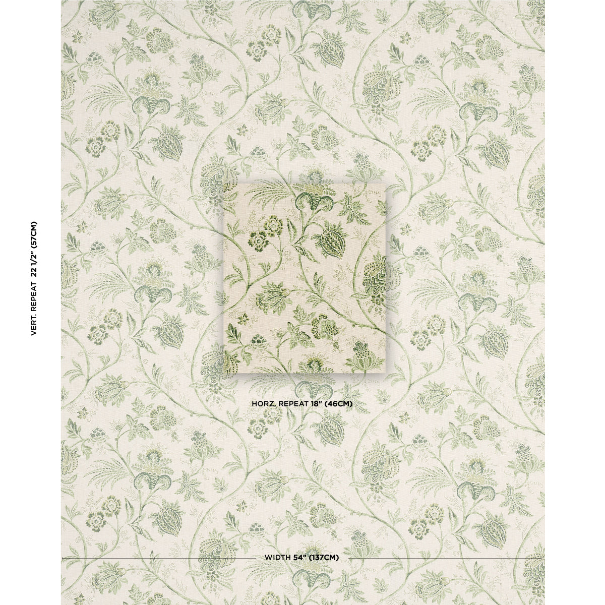 Schumacher Chinoiserie Vine Leaf Green Fabric