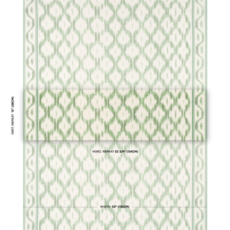 Schumacher Santa Monica Ikat Leaf Green Fabric - Eade's Wallpaper