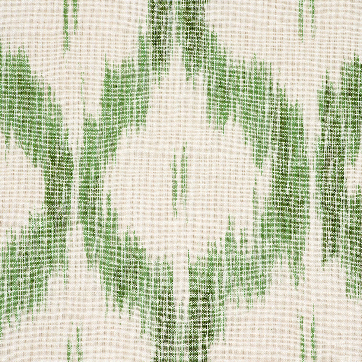 Schumacher Santa Monica Ikat Leaf Green Fabric - Eade's Wallpaper