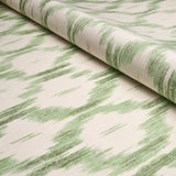 Schumacher Santa Monica Ikat Leaf Green Fabric - Eade's Wallpaper