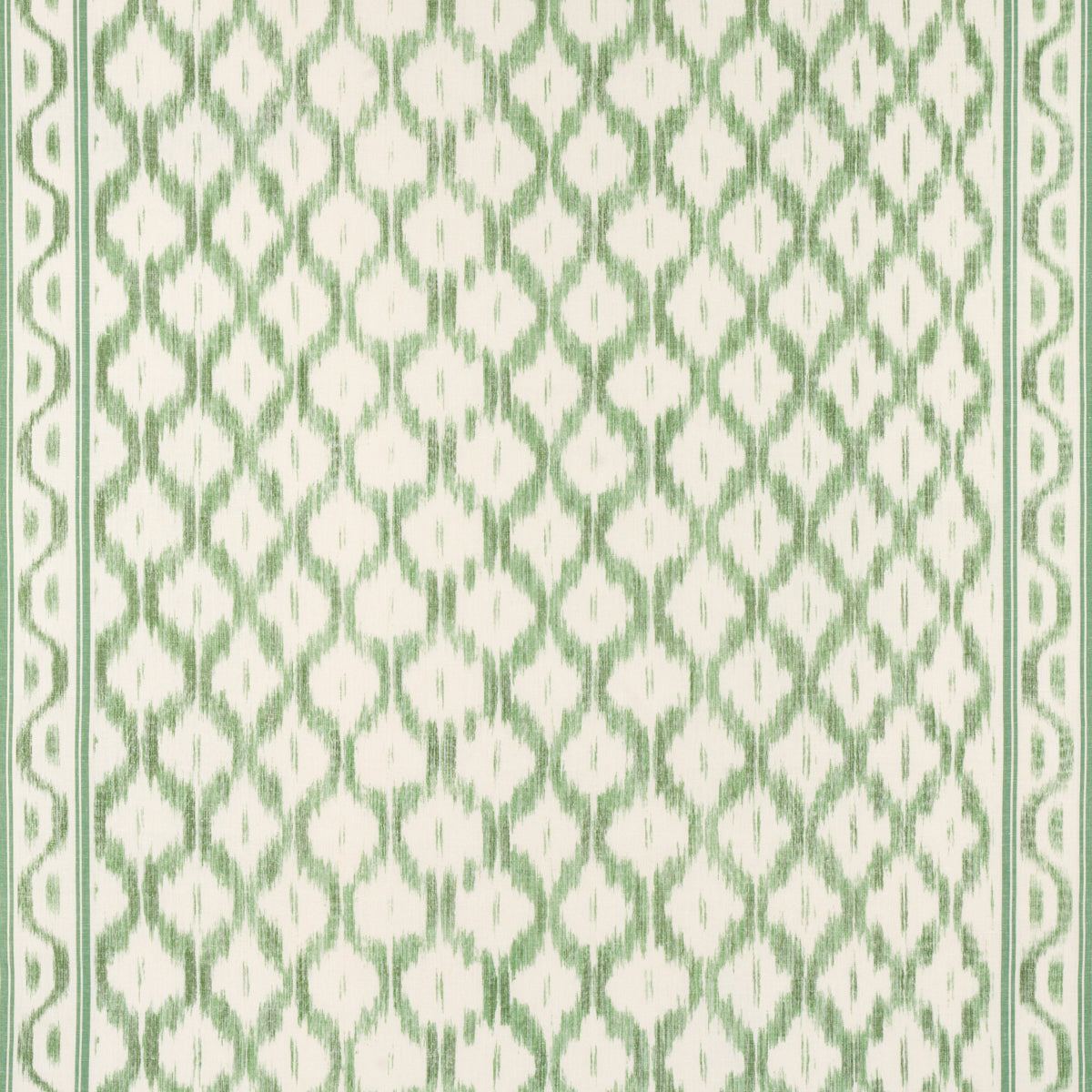 Schumacher Santa Monica Ikat Leaf Green Fabric - Eade's Wallpaper