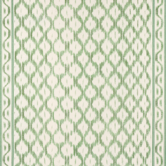Schumacher Santa Monica Ikat Leaf Green Fabric - Eade's Wallpaper