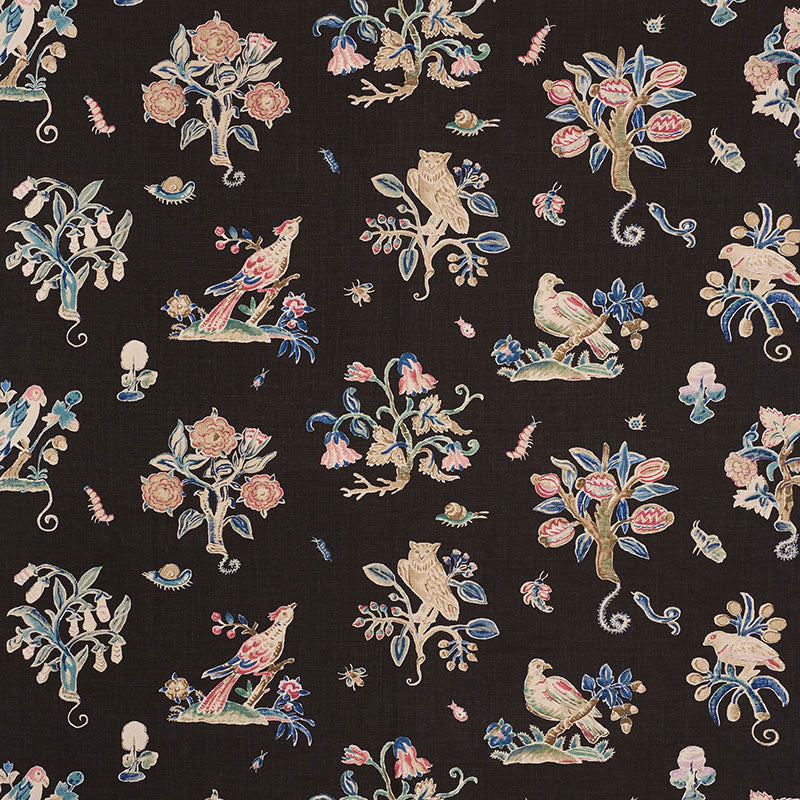 Schumacher Magical Menagerie Black Fabric - Eade's Wallpaper
