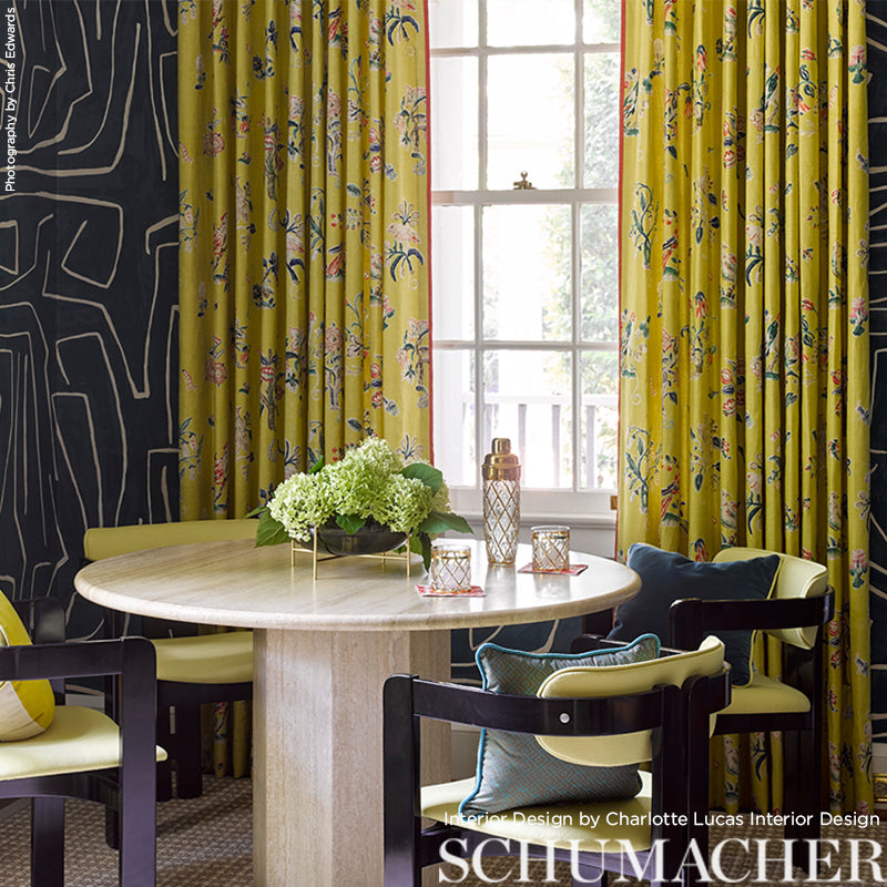 Schumacher Magical Menagerie Yellow Fabric - Eade's Wallpaper