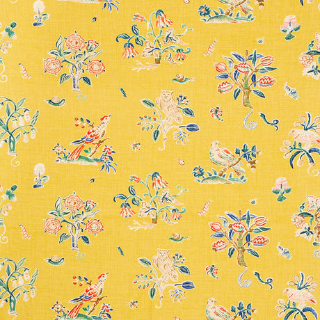 Schumacher Magical Menagerie Yellow Fabric - Eade's Wallpaper