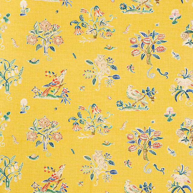 Schumacher Magical Menagerie Yellow Fabric - Eade's Wallpaper
