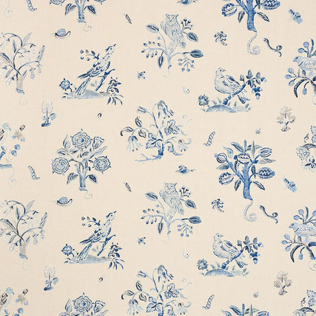Schumacher Magical Menagerie Blues Fabric - Eade's Wallpaper