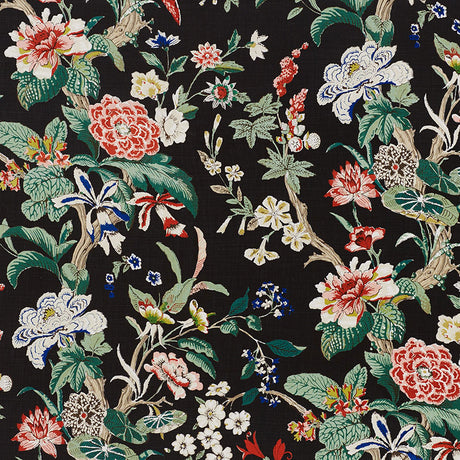 Schumacher Nymphaea Night Fabric - Eade's Wallpaper