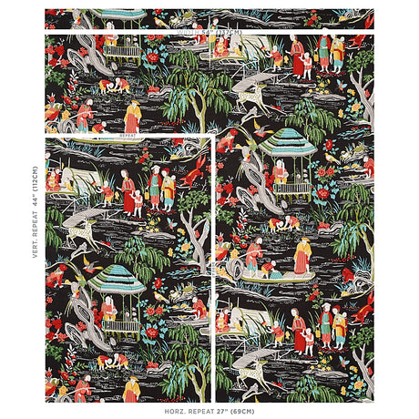 Schumacher Yangtze River Onyx Fabric - Eade's Wallpaper