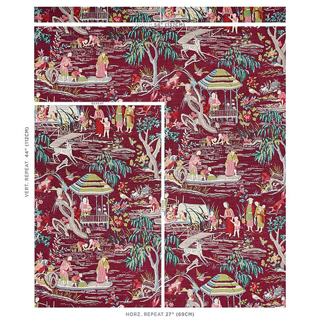 Schumacher Yangtze River Aubergine Fabric - Eade's Wallpaper
